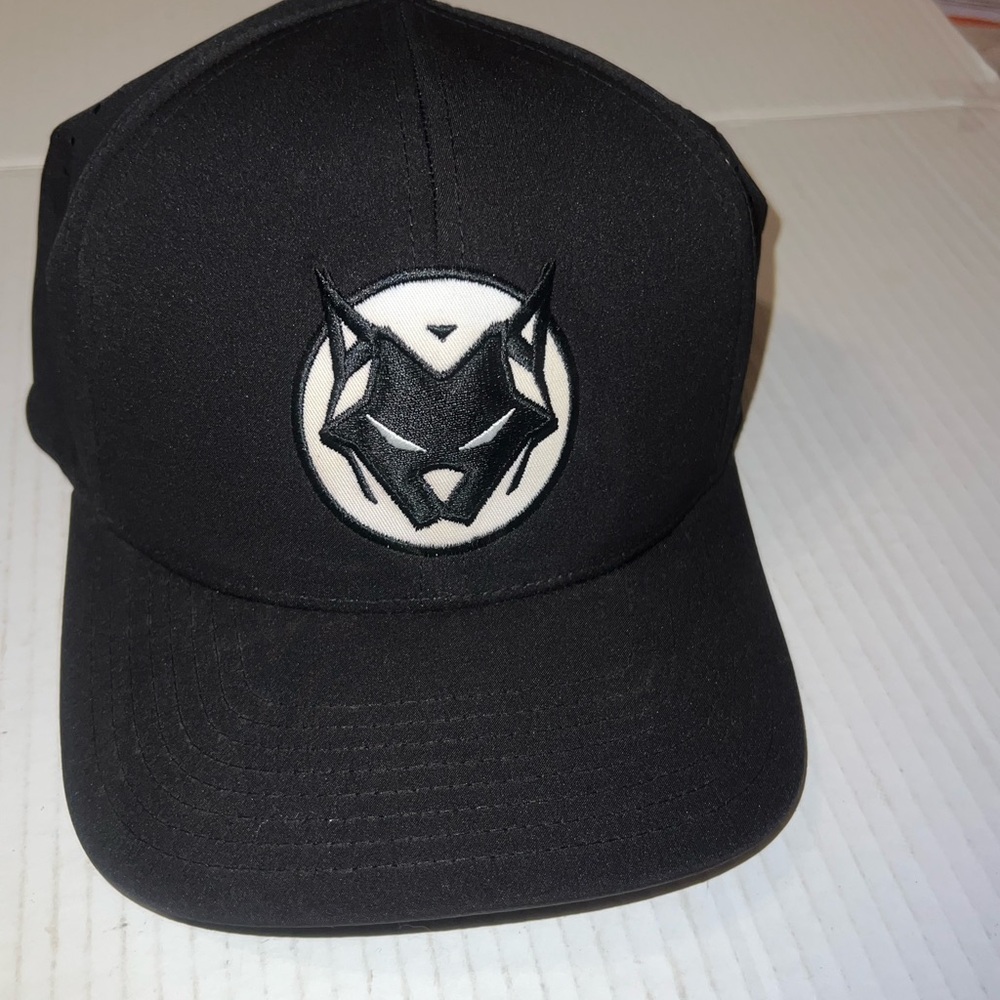 Sleek Black Cap with Embroidered Wolf Logo